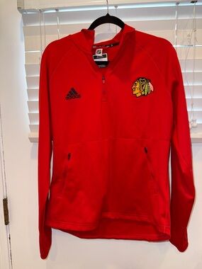 adidas Red Chicago Blackhawks Pullover Half-Zip